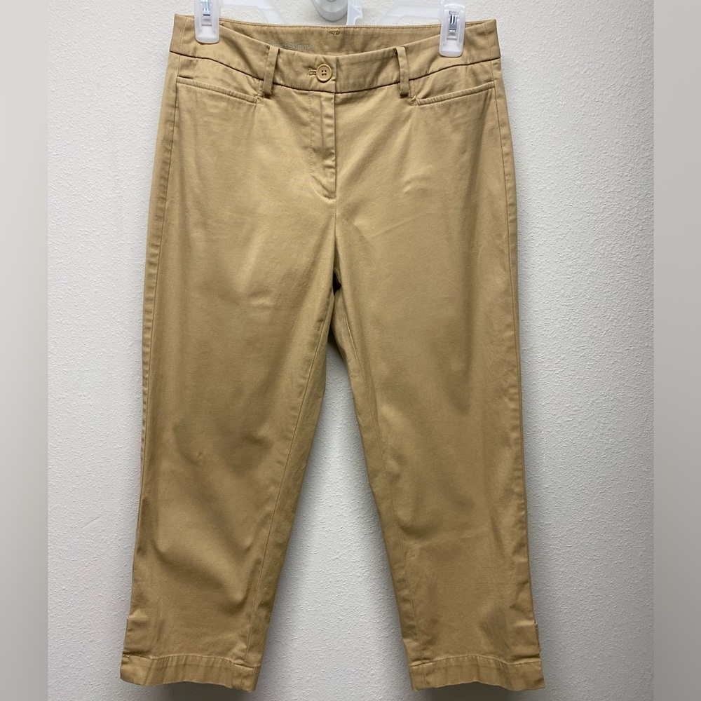 Talbots Perfect Skimmer Tan Khaki Pants Button Accents Women’s Size 2